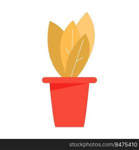 Houseplant growing in pot semi flat color vector object. Home decor. Exotic plant. Full sized item on white. Garden simple cartoon style illustration for web graphic design and animation. Houseplant growing in pot semi flat color vector object