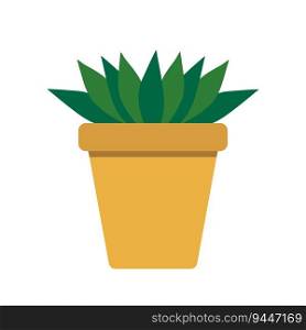 Houseplant in a pot. Flat style icon. Botanical art. Vector illustration