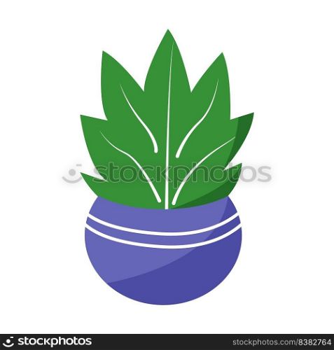 Houseplant in rounded ceramic pot semi flat color vector object. Bowl garden planter with green plant. Full sized item on white. Simple cartoon style illustration for web graphic design and animation. Houseplant in rounded ceramic pot semi flat color vector object