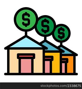 Houses autction icon. Outline houses autction vector icon color flat isolated. Houses autction icon color outline vector