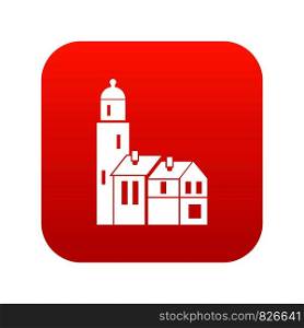 Houses icon digital red for any design isolated on white vector illustration. Houses icon digital red