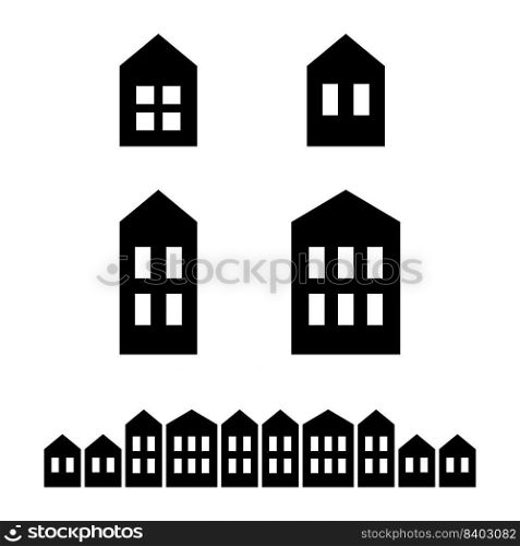 Houses, icon vector. German or Dutch houses in black. Can be used as a logo, icon.