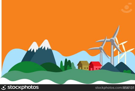 Houses in the mountain that have sustainable resources illustration vector on white background