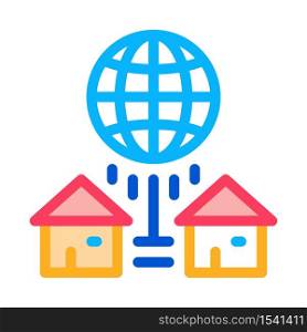 houses internet connection icon vector. houses internet connection sign. color symbol illustration. houses internet connection icon vector outline illustration