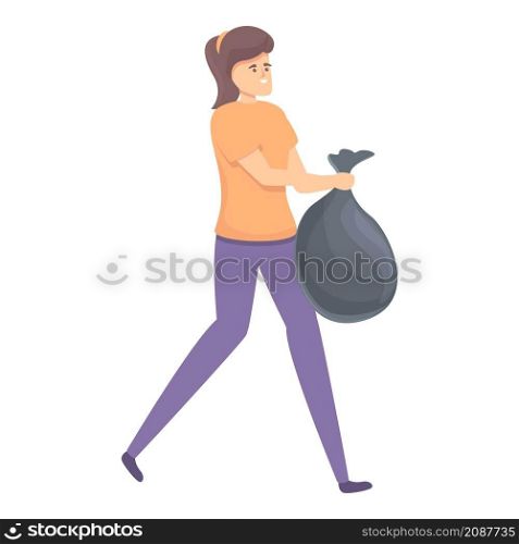 Housewife garbage bag icon cartoon vector. Mom kitchen. House housework. Housewife garbage bag icon cartoon vector. Mom kitchen
