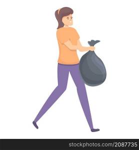Housewife garbage bag icon cartoon vector. Mom kitchen. House housework. Housewife garbage bag icon cartoon vector. Mom kitchen