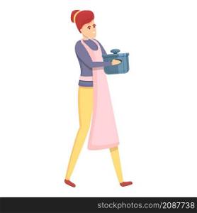 Housewife saucepan icon cartoon vector. Mom cooking. Kitchen housework. Housewife saucepan icon cartoon vector. Mom cooking