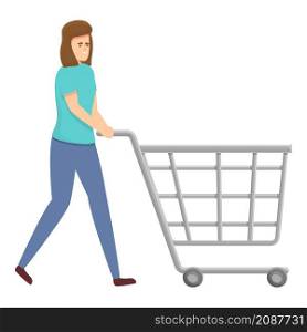 Housewife shop cart icon cartoon vector. Woman household. House multitask. Housewife shop cart icon cartoon vector. Woman household