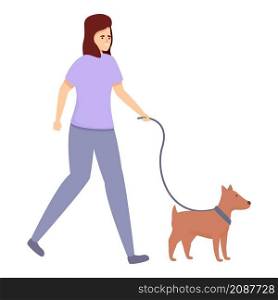 Housewife walking dog icon cartoon vector. Mom multitasking. Home housework. Housewife walking dog icon cartoon vector. Mom multitasking