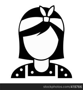Housewife with a bow on her head black simple icon on a white background. Housewife with a bow on her head black simple icon