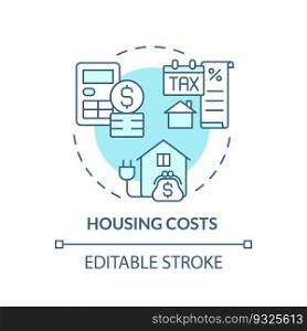 Housing costs turquoise concept icon. Mortgage payment. Property tax. Real estate. Household budget. Living expenses abstract idea thin line illustration. Isolated outline drawing. Editable stroke. Housing costs turquoise concept icon