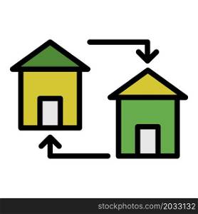 Housing exchange icon. Outline housing exchange vector icon color flat isolated. Housing exchange icon color outline vector