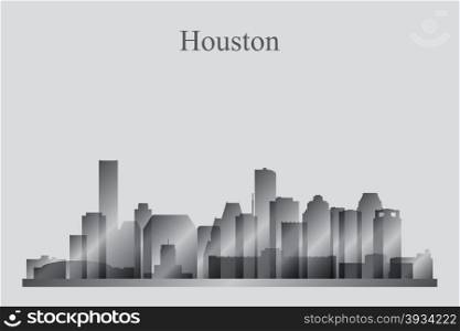 Houston city skyline silhouette in grayscale, vector illustration
