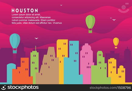 Houston Texas City Building Cityscape Skyline Dynamic Background Illustration