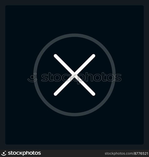 Hover cancel button UI element template. Editable isolated vector dashboard component. Flat user interface. Visual data presentation. Web design widget for mobile application with dark theme. Hover cancel button UI element template
