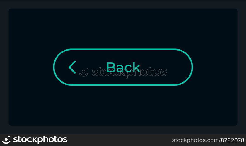 Hover return button UI element template. Editable isolated vector dashboard component. Flat user interface. Visual data presentation. Web design widget for mobile application with dark theme. Hover return button UI element template