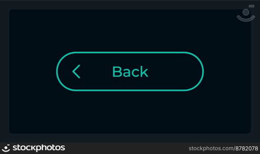 Hover return button UI element template. Editable isolated vector dashboard component. Flat user interface. Visual data presentation. Web design widget for mobile application with dark theme. Hover return button UI element template