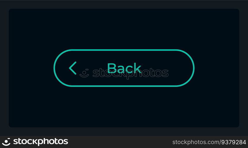 Hover return button UI element template. Editable isolated vector dashboard component. Flat user interface. Visual data presentation. Web design widget for mobile application with dark theme. Hover return button UI element template
