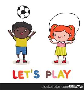 How kids are playing together vector illustration isolated