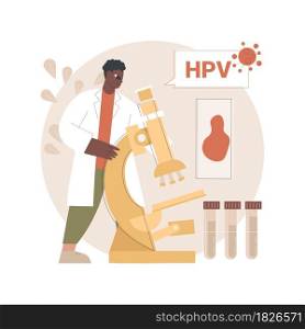 HPV test abstract concept vector illustration. Human papillomavirus test kit, results, testing for man, examination for women, cervical cancer prevention, HPV early diagnostics abstract metaphor.. HPV test abstract concept vector illustration.