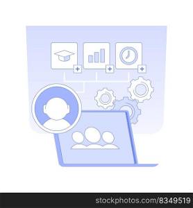 HR management software isolated concept vector illustration. Professional HR manager recruiting using laptop and special software, human resources, headhunting agency vector concept.. HR management software isolated concept vector illustration.