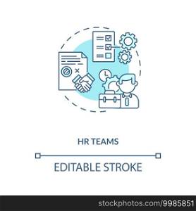 HR teams concept icon. Contract management software users. Contract management for company working processes idea thin line illustration. Vector isolated outline RGB color drawing. Editable stroke. HR teams concept icon