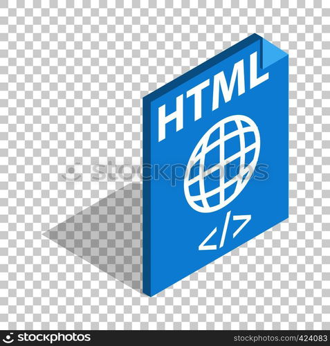 HTML file extension isometric icon 3d on a transparent background vector illustration. HTML file extension isometric icon