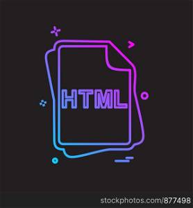 HTML file type icon design vector