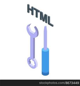 Html tool icon isometric vector. Cms development. Web design. Html tool icon isometric vector. Cms development
