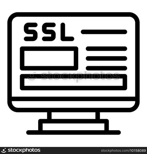 Https certificate icon. Outline https certificate vector icon for web design isolated on white background. Https certificate icon, outline style