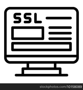 Https certificate icon. Outline https certificate vector icon for web design isolated on white background. Https certificate icon, outline style