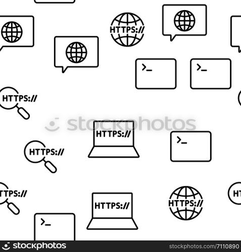 Https Elements Vector Seamless Pattern Contour Illustration. Https Elements Vector Seamless Pattern