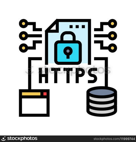 https seo color icon vector. https seo sign. isolated symbol illustration. https seo color icon vector illustration