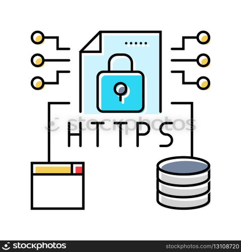 https seo color icon vector. https seo sign. isolated symbol illustration. https seo color icon vector illustration