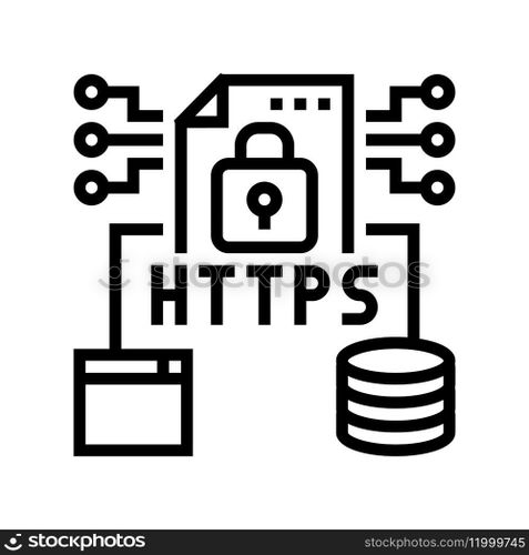https seo line icon vector. https seo sign. isolated contour symbol black illustration. https seo line icon vector illustration
