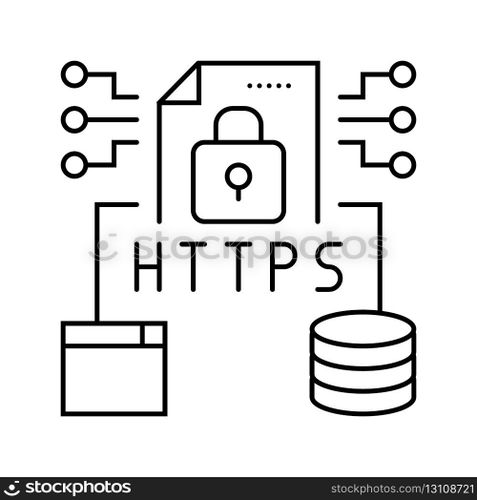 https seo line icon vector. https seo sign. isolated contour symbol black illustration. https seo line icon vector illustration