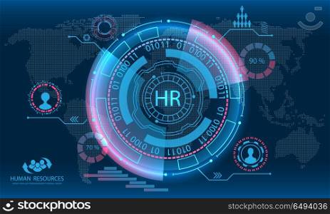 HUD Elements, Search Human Resources, HR. HUD Elements, Search Human Resources, HR - Illustration Vector