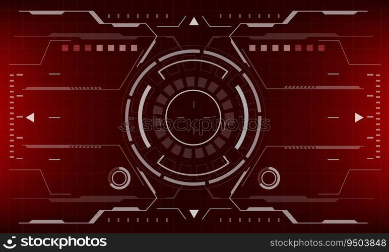 HUD sci-fi interface red screen view design virtual reality futuristic technology display vector 