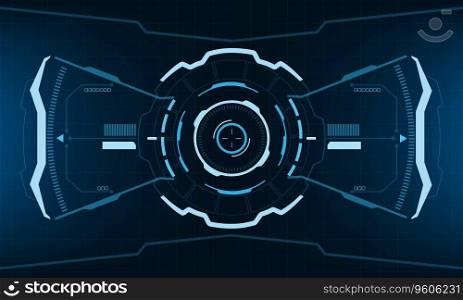HUD sci-fi interface screen view blue geometric design virtual reality futuristic technology creative display vector illustration.