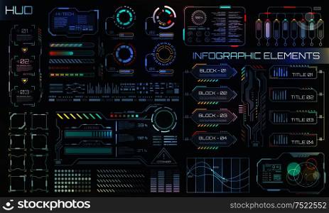 HUD UI for Business App. Futuristic User Interface HUD and Infographic Elements - Illustration Vector. HUD UI for Business App. Futuristic User Interface HUD and Infographic Elements