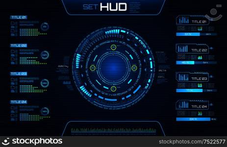 HUD UI Futuristic and Infographic Elements. Technology Background - Illustration Vector. HUD UI Futuristic and Infographic Elements. Technology Background