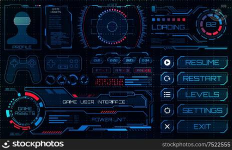 HUD User Interface, GUI, Futuristic Panel with Infographic Elements - Illustration Vector. HUD User Interface, GUI, Futuristic Panel with Infographic Elements