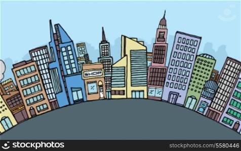 Huge cartoon city skyline