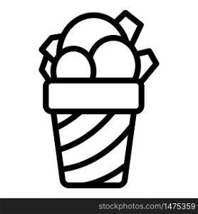 Huge glass of ice cream icon. Outline huge glass of ice cream vector icon for web design isolated on white background. Huge glass of ice cream icon, outline style