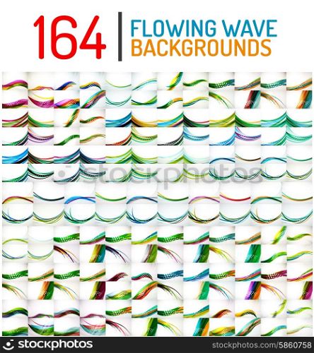 Huge mega collection of wave abstract backgrounds. Hi-tech business templates, layouts, message presentation backdrops
