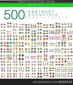 Huge mega set of 500 business paper origami style option infographic banners. Huge mega set of 500 business paper origami style option infographic banners. Geometrical modern stylish elements with sample text, banners and labels or tags