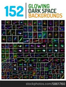 Huge mega set of dark space backgrounds with glowing elements - waves, swirls, shapes etc