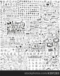 Huge set of business, social, technology hand drawn elements / doodles