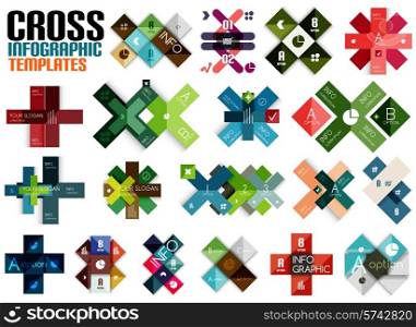 Huge set of cross infographic templates #2 for business background | numbered banners | business lines | graphic website
