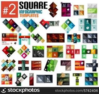 Huge set of square infographic templates #2 for business background | numbered banners | business lines | graphic website